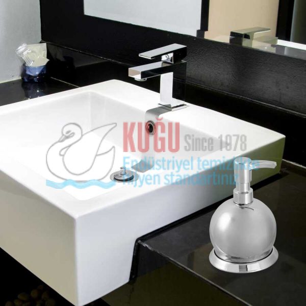 KGF-202381 304 S.S. Paslanmaz Çelik Set Üstü Oval Sıvı Sabunluk 250 Ml - Görsel 5