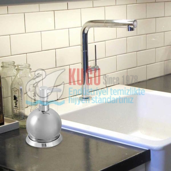 KGF-202381 304 S.S. Paslanmaz Çelik Set Üstü Oval Sıvı Sabunluk 250 Ml - Görsel 2