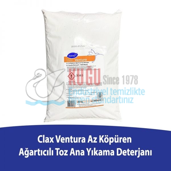 70024578 Diversey Clax Ventura Az Köpüren Ağartıcılı Toz Deterjan 20 Kg