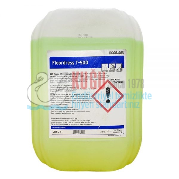 41016 Ecolab Floordress T-500 Sprey Ekstraksiyon Makinalar için Halı Yıkama Maddesi 20 Lt