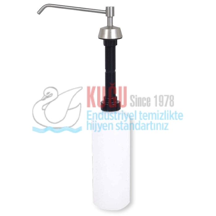 8097 Ankastre Tezgaha Gömme 304 S.S. Paslanmaz Çelik 1000 ML İç Hacimli 15 Cm Gaga Uzunluğunda Sıvı Sabun Dispenseri
