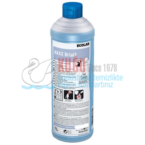 40119 Ecolab Maxx Brial 2 Islatma Gücü Yüksek Cam ve Yüzey Temizleyici 1 Kg