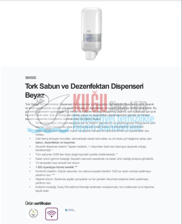 KT-564500 Tork S4 Sistem Beyaz Renk Dozaj Ayarlı Köpük Sabun ve Dezenfektan Dispenseri - Görsel 9