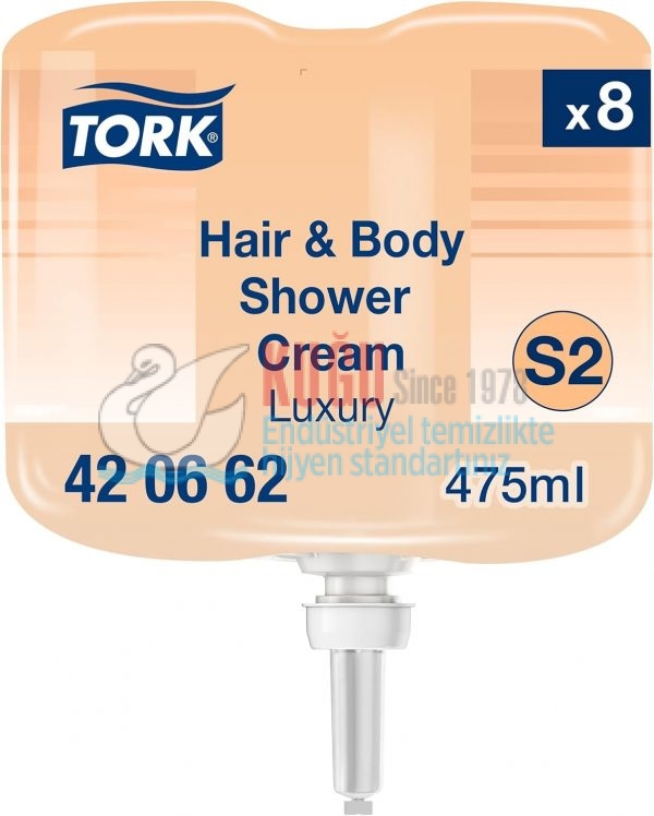 KT-420662 Tork S2 Sistem 3'ü 1 Arada Lüks Mini Sıvı Sabun 475 ML Arada Saç ve Vücut Duş Kremi Argan Vanilya Kokusu (Koli İçi 8 Adet-1 Adet 475 ML)