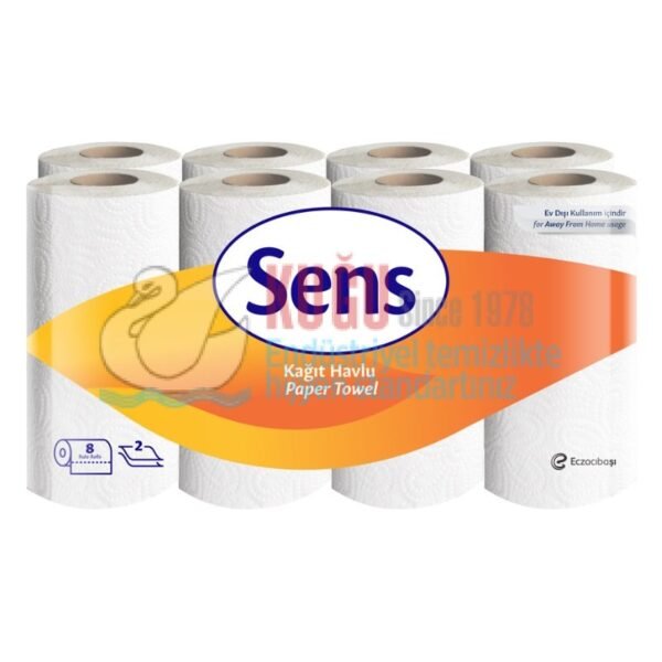 7906292 Sens Ev Tipi Çift Katlı Rulo Kağıt Havlu 8'li 3 Paket (1 Paket 8 Rulo-Koli İçi 3 Paket-24 Adet Rulo) - Görsel 1