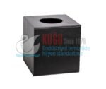 8555-D Deri Kaplamalı Mıknatıslı Alt Kapaklı Kadife İç Kaplı Butik Kağıt Mendil Kutusu Ölçüleri: 13x 13 Cm