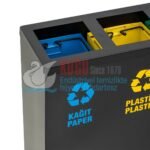 9500-P Beş Bölmeli Siyah Renk Metal İç Kovalı Atık Pil Kutusu Hazneli Elektrostatik Toz Fırın Boyalı  Geri Dönüşüm Sıfır Atık Çöp Kovası - Görsel 3