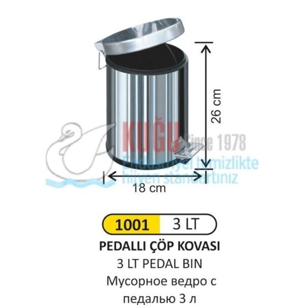 1001 3 LT Pedallı ÇÖP KOVASI - Görsel 1