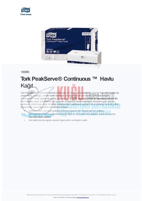 KT-100585 Tork PeakServe® Sürekli El Havlusu H5 Beyaz - (1 Paket 410 Adet-Koli İçi 12 Paket) - Görsel 15