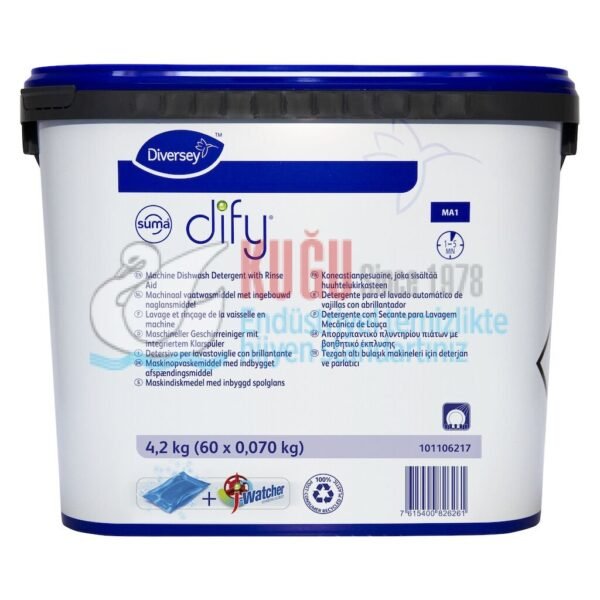 101106217 Diversey Suma DIFY MA1 60x0.07kg - Bulaşık Makinesinde Yıkanabilir Manuel Dozlamalı Tablet - Görsel 1