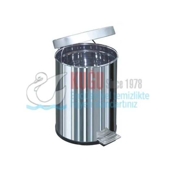 1050-A 60 Litre İç Hacimli 430 S.S. Paslanmaz Çelik Metal Sızdırmaz İç Kovalı Endüstriyel Pedallı Çöp Kovası - Görsel 1