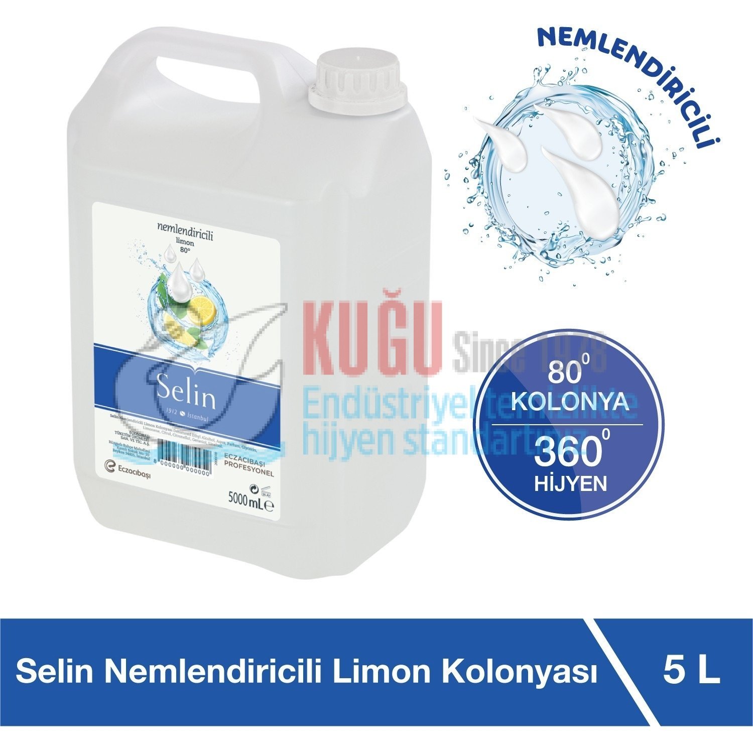 110000143650748.jpg 7904190 Selin Nemlendiricili Limon Kolonyası 5 Litre 80 Derece - Görsel 1