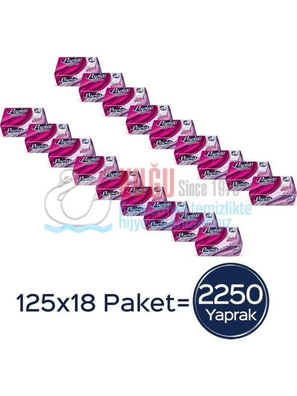 50002586 Papia Platinum 4 Katlı Pratik Mendil 125'li (1 Koli 18 Paket - 1 Paket 125 Yaprak) - Görsel 2
