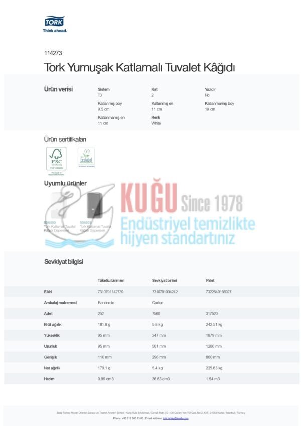 KT-114273 Tork Yumuşak Katlamalı WC Tuvalet Kağıdı 2 Katlı Premium T3 - (1 Paket 252 Adet-Koli İçi 30 Paket) - Görsel 7
