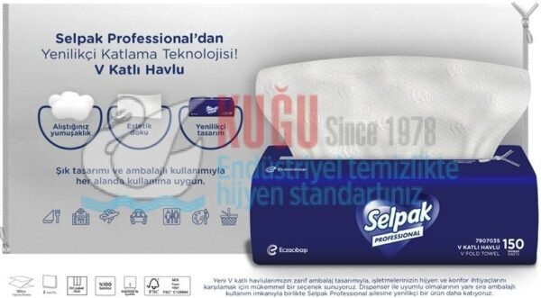 7907035 SELPAK PROFESSIONAL PREMIUM KAĞIT V KATLI HAVLU 150 Lİ (KOLİ=150 Lİ x 15 PK ) - Görsel 5