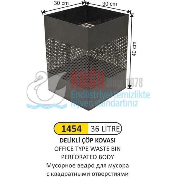 1454 36 LT DELİKLİ BOYALI ÇÖP KOVASI - Görsel 1