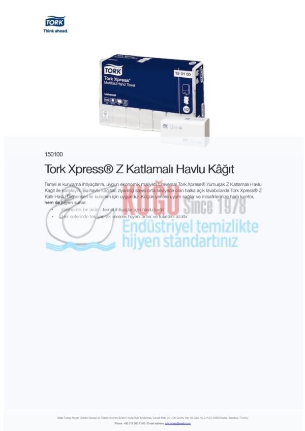 KT-150100 Tork Xpress® Z Katlamalı Havlu Kâğıt 230'lu 21 Paket 1 Koli - Görsel 7