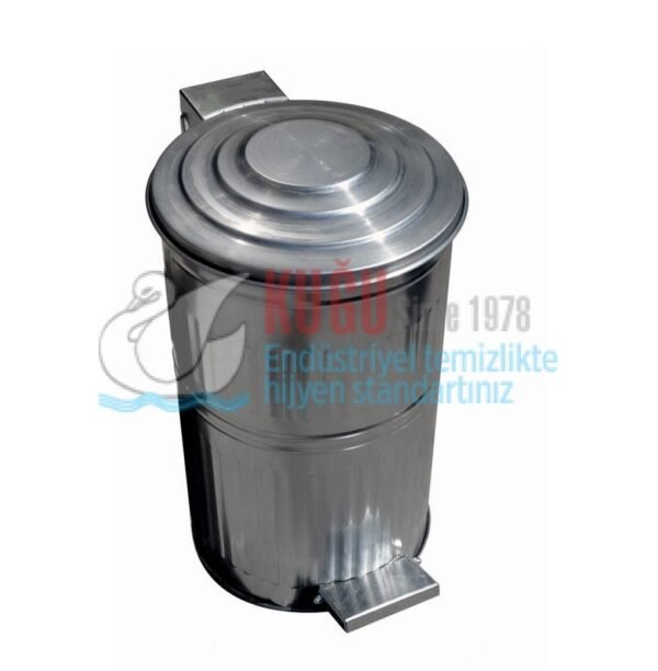 1666 65 LT GALVANİZ METAL DESENLİ PEDALLI ÇÖP KOVASI - Görsel 1