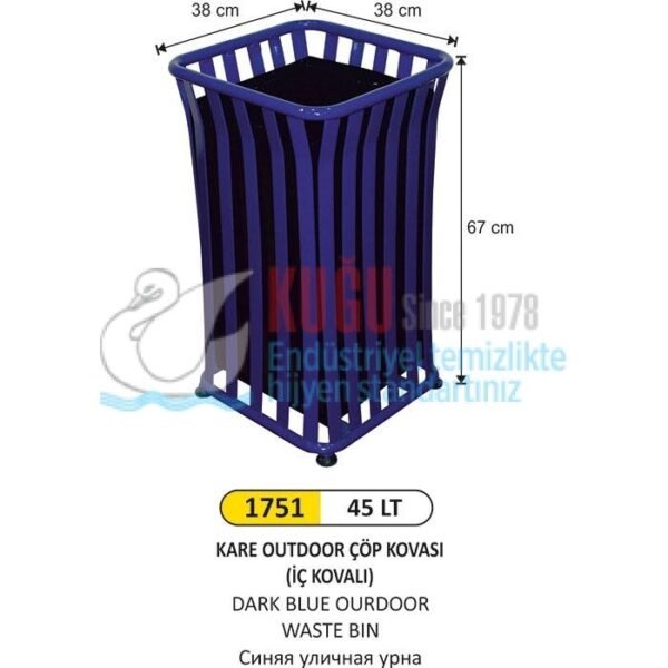 1751 45 LT KARE OUTDOOR ÇÖP KOVASI İÇ KOVALI - Görsel 1