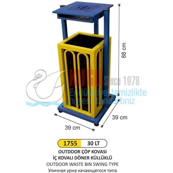 1755 30 LT OUTDOOR ÇÖP KOVASI İÇ KOVALI VE DÖNER KÜLLÜKLÜ - Görsel 1