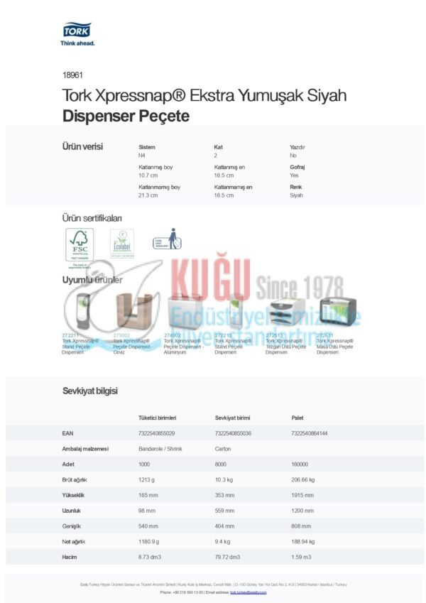 KT-18961 Tork Xpressnap® Ekstra Yumuşak Siyah Dispenser Peçete - Görsel 5