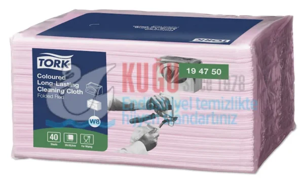 KT-194750 Tork W8 Sistem Kırmızı Renkli Uzun Ömürlü Temizlik Bezi (1 Paket 40 Adet-Koli İçi 8 Paket) - Görsel 3
