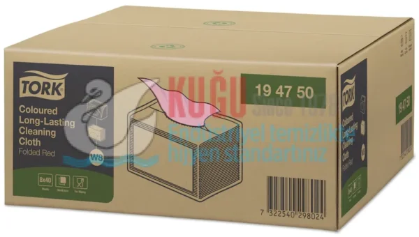KT-194750 Tork W8 Sistem Kırmızı Renkli Uzun Ömürlü Temizlik Bezi (1 Paket 40 Adet-Koli İçi 8 Paket) - Görsel 2