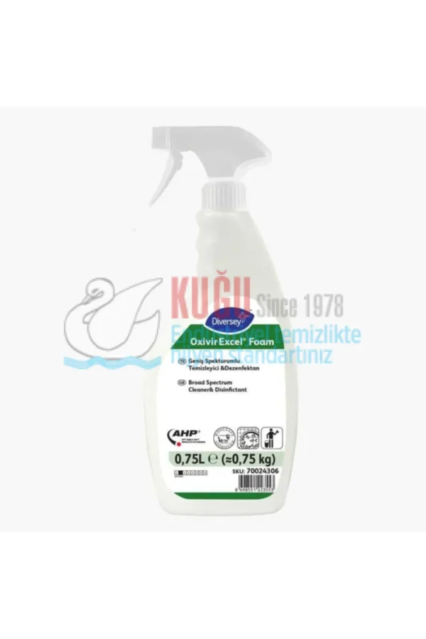70024306 Diversey Oxivir Excel Foam 0,75 LT Yüzeyler için Temizleyici & Dezenfektan Sprey - Görsel 1