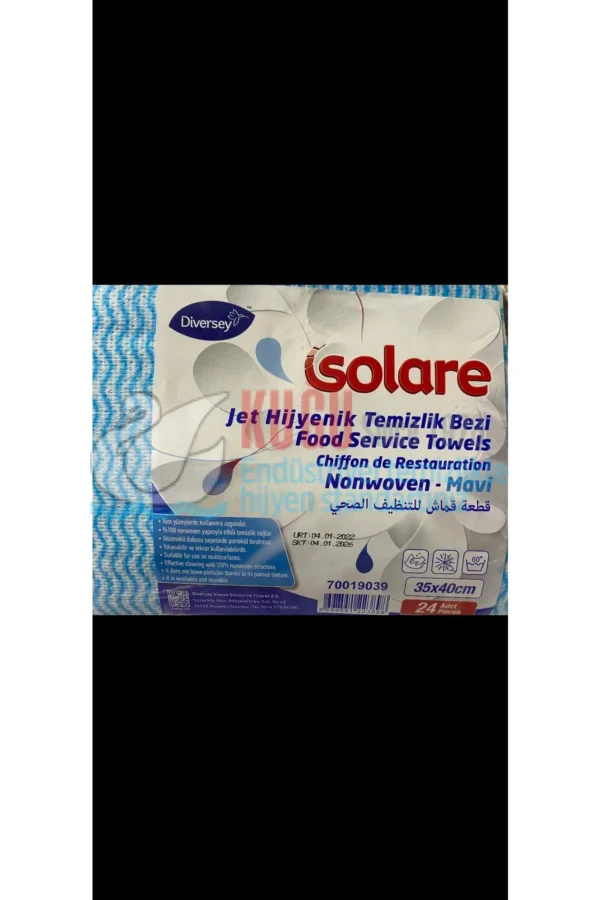 70019039 Diversey Solare 35x40 Cm Jet  Nonwoven Temizlik Bezi Mavi - Görsel 1
