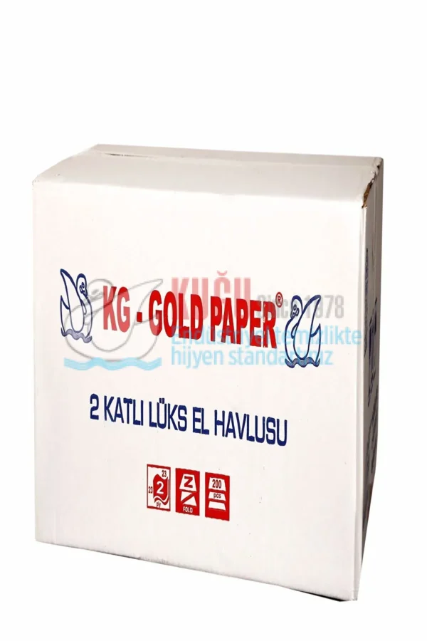 Z-103 Gold Paper Z Katlama Delüx El Havlusu 5 Kg 12 Paket 200'lü (12*200=2400 ADET) 1 Koli - Görsel 1