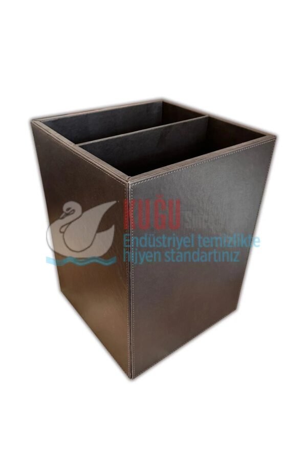 DK-2015 Deri Kaplı Çift Bölmeli Metal İç Kovalı Geri Dönüşüm Sıfır Atık Çöp Kovası - Görsel 2