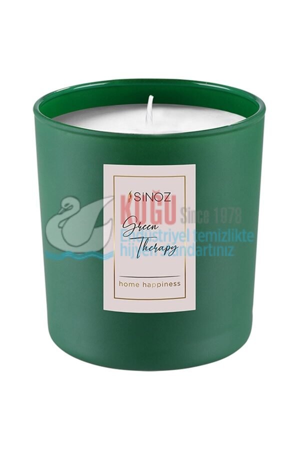 SNZ-ST7008 Sinoz Green Therapy Bergamot ve Zambak Kokulu 200 Gr Mum (Özel Yeşil Cam Ambalajında) - Görsel 2