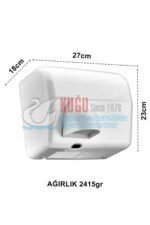 5380 2500W Beyaz Renk Fotoselli Sensörlü El Ve Yüz Kurutma Cihazı Makinası (2 YIL GARANTİLİ) - Görsel 2