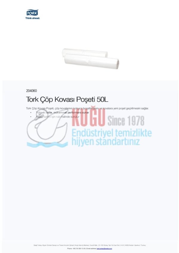 KT-204060 Tork Çöp Kovası Poşeti 50L - Görsel 3