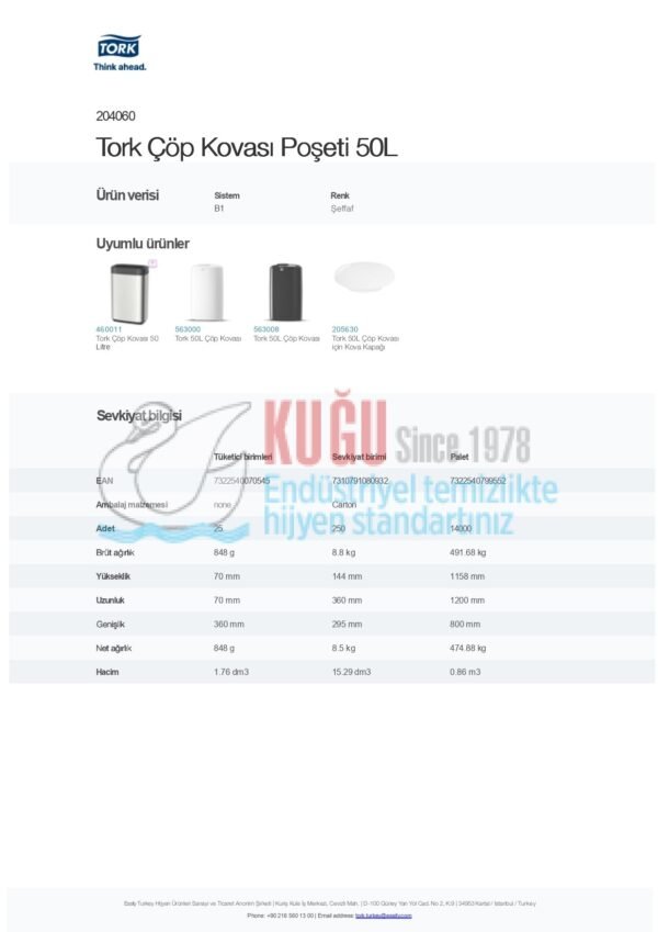 KT-204060 Tork Çöp Kovası Poşeti 50L - Görsel 4