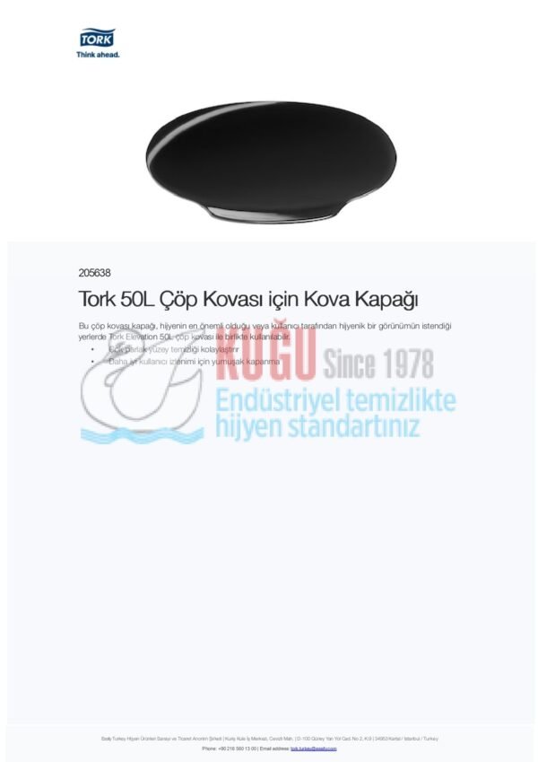 KT-205638 Tork Siyah B1 Sistem 50 LT Çöp Kovası için Kova Kapağı - Görsel 2