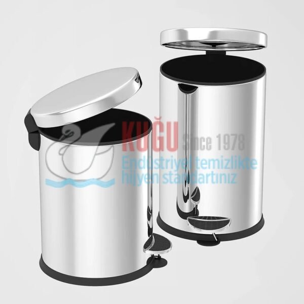 2534-E 5 LT Mini Ekonomik 430 S.S. Paslanmaz Çelik Plastik İç Kovalı Pedallı Çöp Kovası - Görsel 1