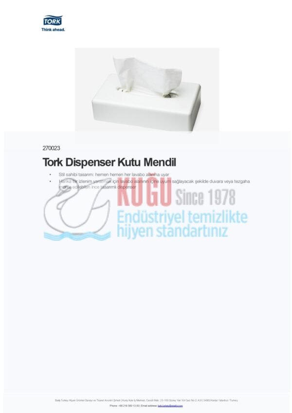 KT-270023 Beyaz Tork Dispenser Kutu Mendil - Görsel 3