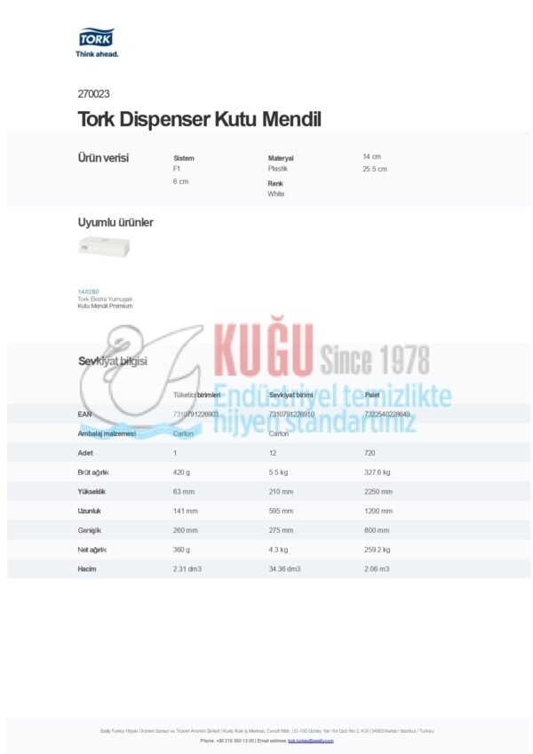 KT-270023 Beyaz Tork Dispenser Kutu Mendil - Görsel 4
