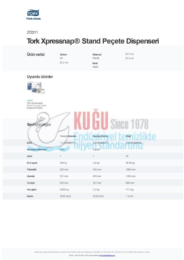 KT-272211 Tork Xpressnap® N4 Sistem Siyah Stand Peçete Dispenseri - Görsel 10