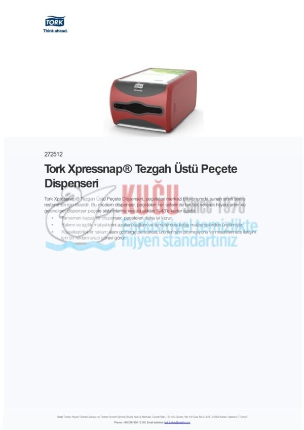 KT-272512 Tork Xpressnap® Kırmızı Tezgah Üstü Peçete Dispenseri - Görsel 5