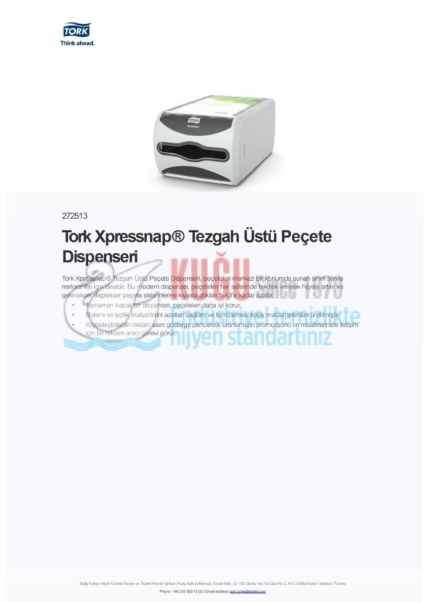 KT-272513 Tork Xpressnap® Tezgah Üstü Peçete Dispenseri - Görsel 5