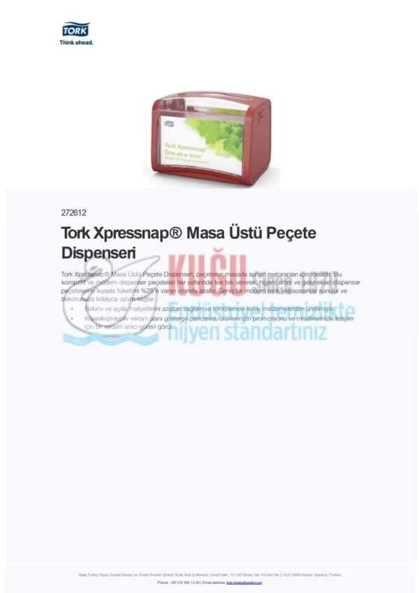 KT-272612 Tork Xpressnap® Kırmızı Masa Üstü Peçete Dispenseri - Görsel 5