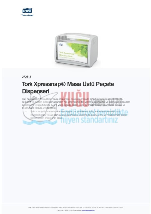 KT-272613 Tork Xpressnap® Beyaz Masa Üstü Peçete Dispenseri - Görsel 5