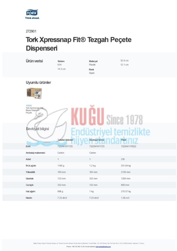 KT-272901 Tork Xpressnap Fit® N14 Sistem Siyah Tezgah Üstü Peçete Dispenseri - Görsel 11