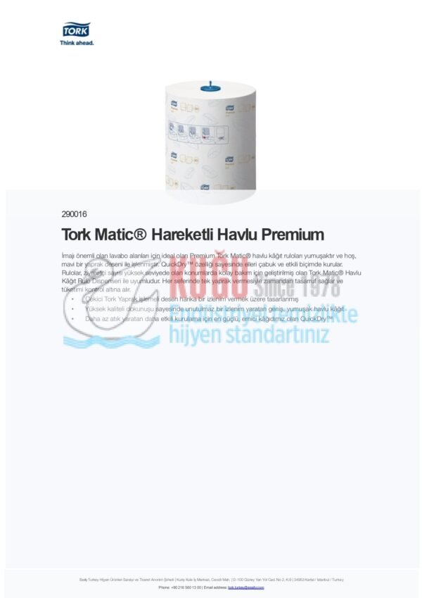 KT-290016 Tork Matic® Ekstra Yumuşak Hareketli El Havlusu 2 Katlı Premium H1 Beyaz (1 Rulo 100 Metre-Koli İçi 6 Rulo) - Görsel 7