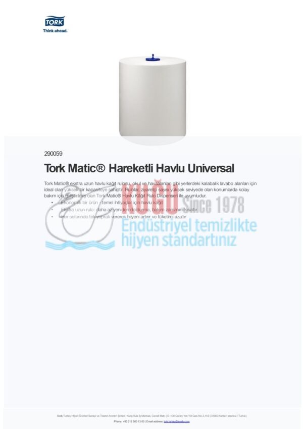 KT-290059 Tork Matic® Ekstra Uzun Hareketli El Havlusu Evrensel H1 Beyaz (1 Rulo 280 Metre-Koli İçi 6 Rulo) - Görsel 7