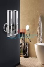 8054 Çiftli 500x2 1000 Ml Hazneli T Çekmeli 304 Kalite Paslanmaz Çelik Sıvı Sabun Şampuan Duş Jeli Dispanseri Aparatı - Görsel 4