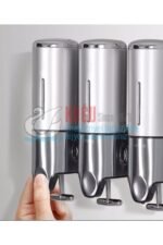 8055 Üçlü 1500 Ml 304 S.S. Paslanmaz Çelik Üstten Doldurmalı Hazneli Sıvı Sabun Şampuan Duş Jeli Dispenser Aparatı - Görsel 2