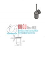 9091 304 S.S. Paslanmaz Çelik Duvara Monte Akrobat Cam Hazneli Lüks WC Tuvalet Fırçası - Görsel 3